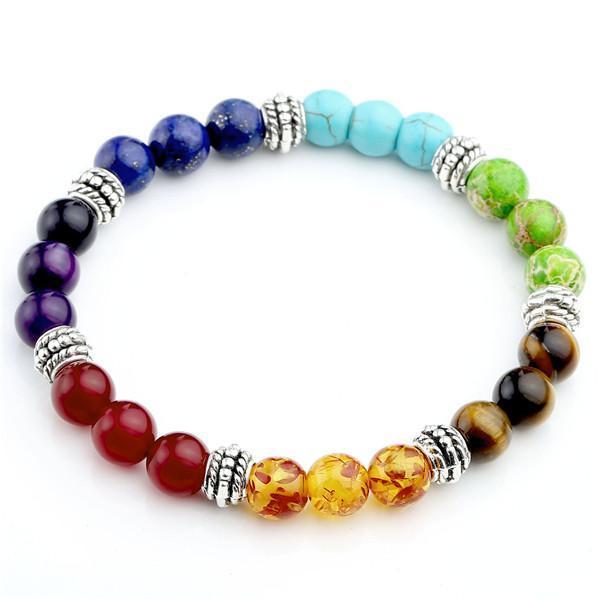 Agate 8mm Volcanic Stone Chakra Beads Bracelet