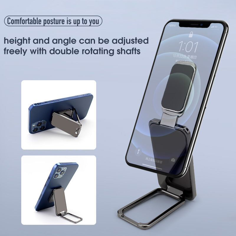 Foldable Phone Holder: Ring Buckle, Retractable, Desktop & Car Magnetic Bracket, Office Accessory