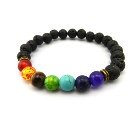 Agate 8mm Volcanic Stone Chakra Beads Bracelet