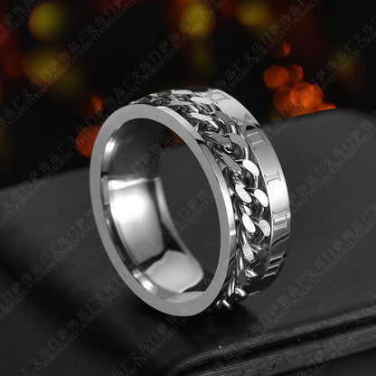 Roman Letter Chain Titanium Steel Ring for Men