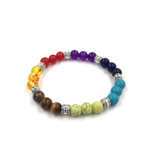 Agate 8mm Volcanic Stone Chakra Beads Bracelet