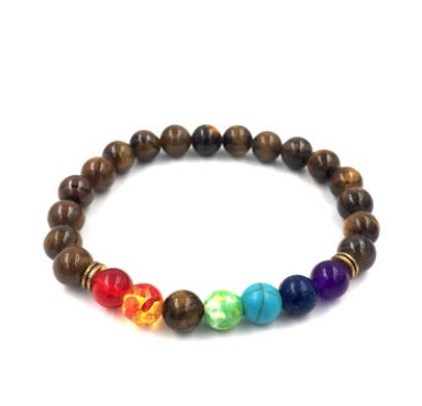 Agate 8mm Volcanic Stone Chakra Beads Bracelet