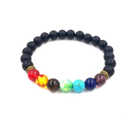 Agate 8mm Volcanic Stone Chakra Beads Bracelet