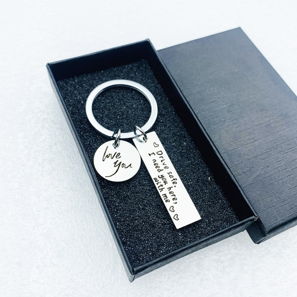 Safe Driving Stainless Steel Keychain