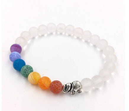 Agate 8mm Volcanic Stone Chakra Beads Bracelet