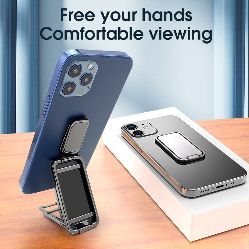 Foldable Phone Holder: Ring Buckle, Retractable, Desktop & Car Magnetic Bracket, Office Accessory