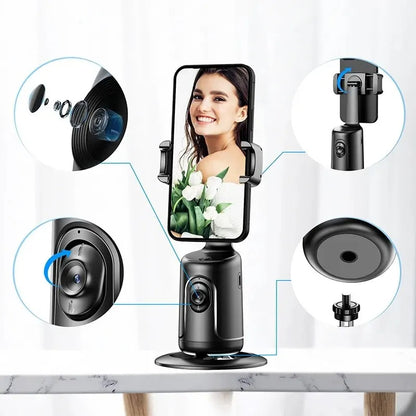 360° AI Auto Face Tracking Phone Holder for Vlogs and Live Videos